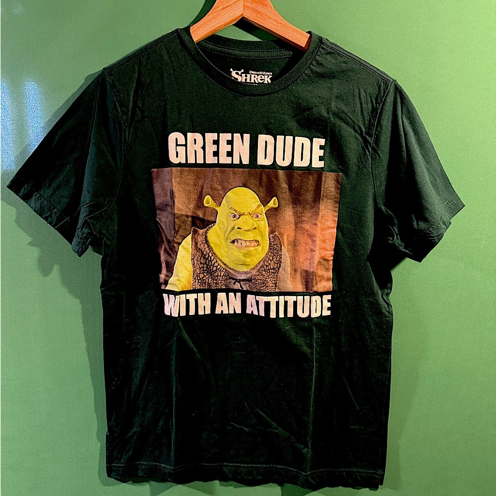 Men's Shrek Green Dude with an Attitude T shirt, size M